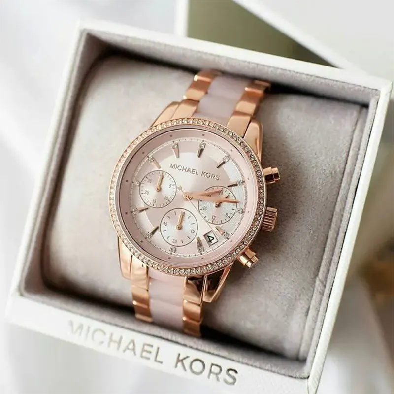 Michael Kors Ritz Rose Gold Dial Ladies Watch- MK6307